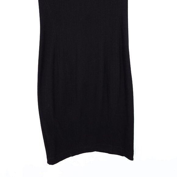 Helmut Lang Black Sheath Dress Large Back Zip Sleeveless Stretch Asymmetrical - Picture 6 of 11